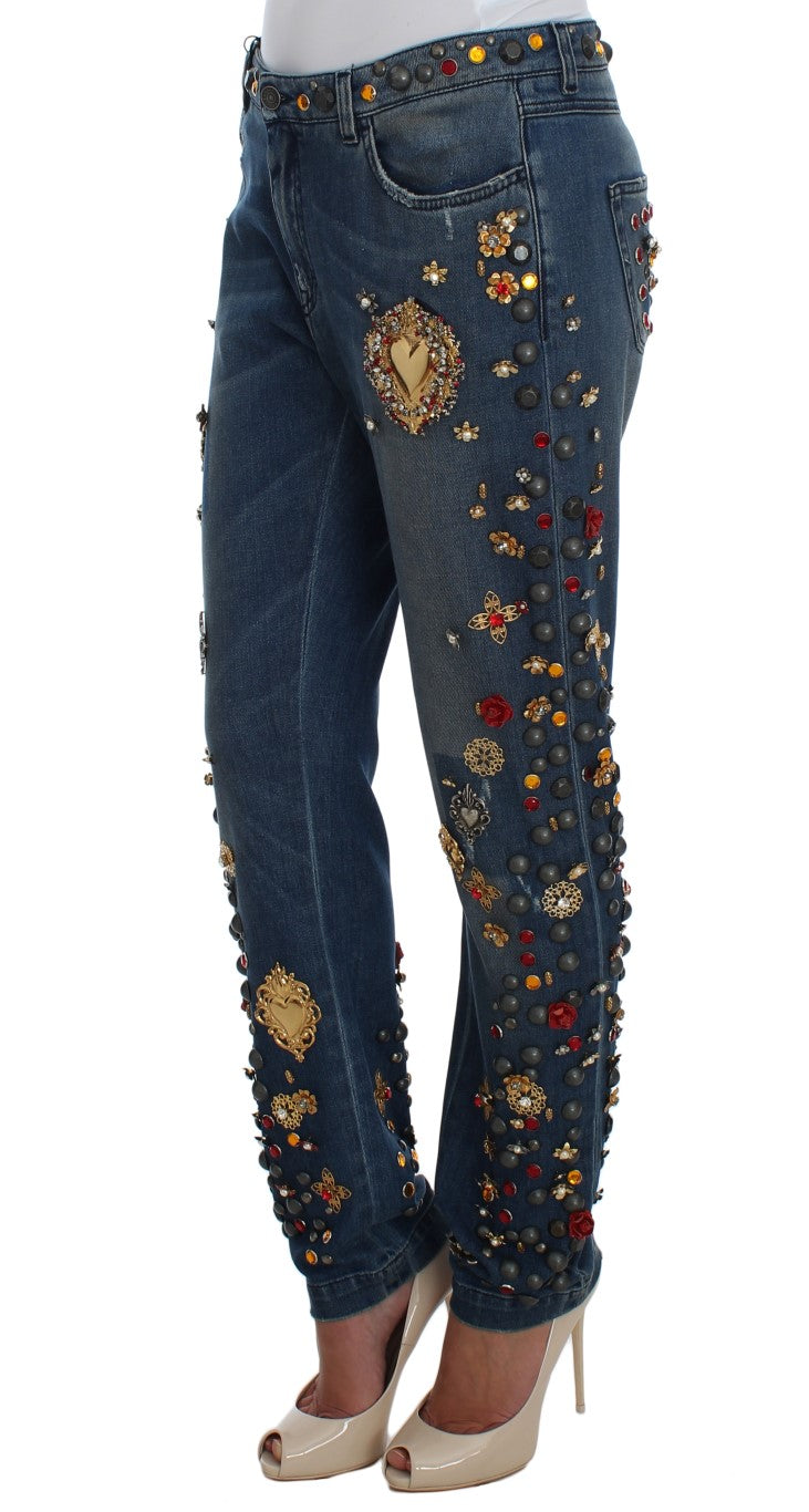 Dolce & Gabbana | Crystal Roses Heart Embellished Jeans