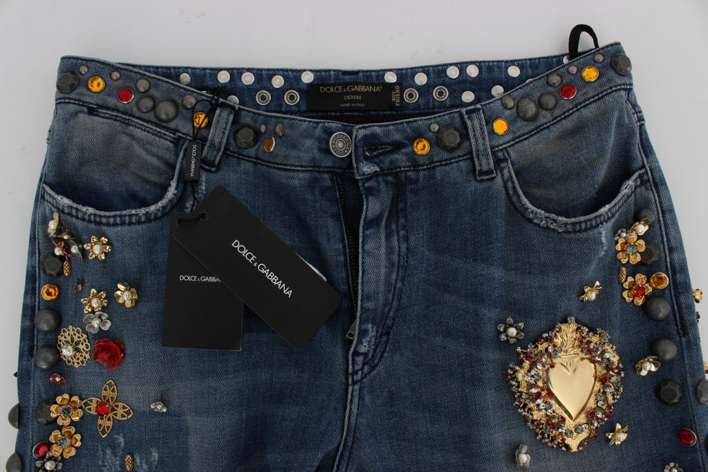 Dolce & Gabbana | Crystal Roses Heart Embellished Jeans
