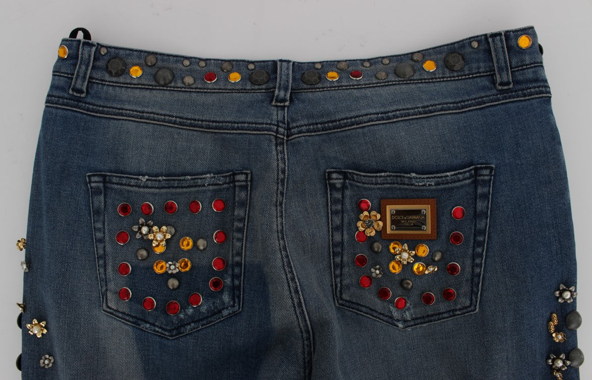 Dolce & Gabbana | Crystal Roses Heart Embellished Jeans