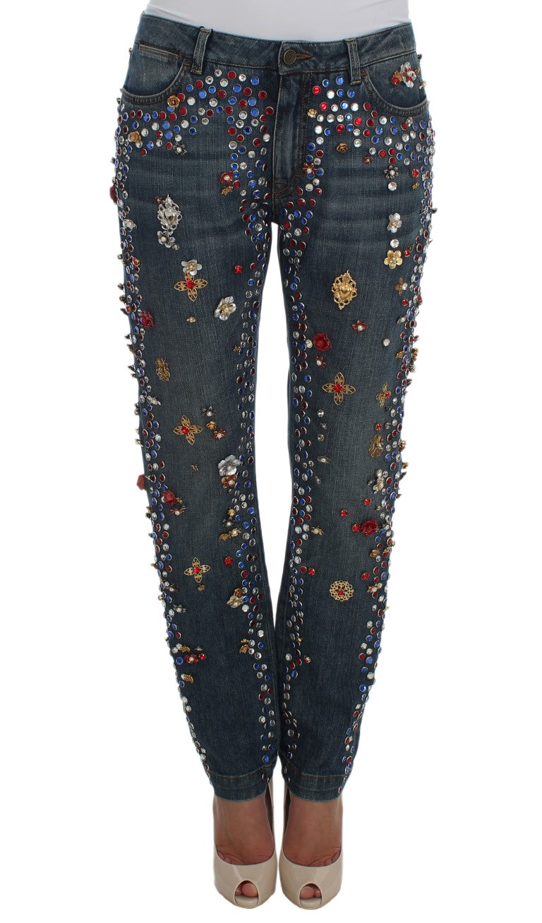 Dolce & Gabbana | Crystal Roses Heart Embellished Jeans