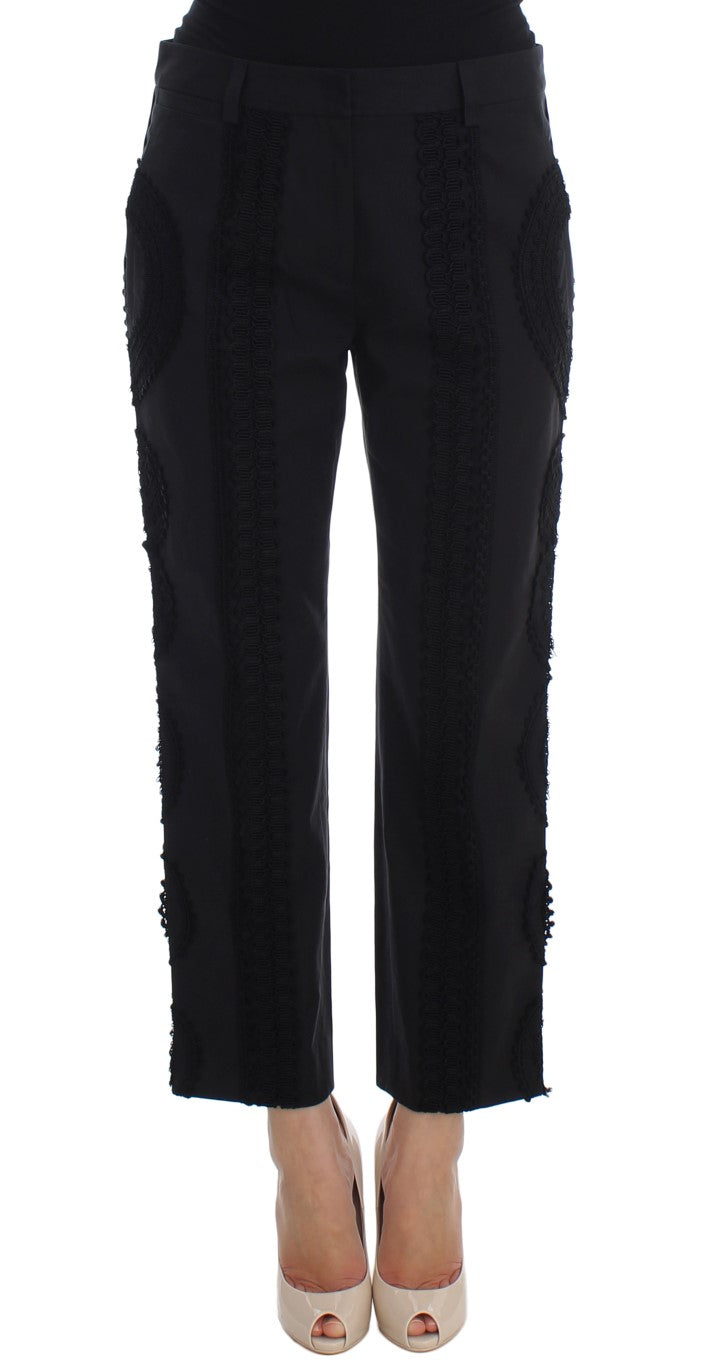 Dolce & Gabbana | Black Cotton Stretch Torero Capris Pants