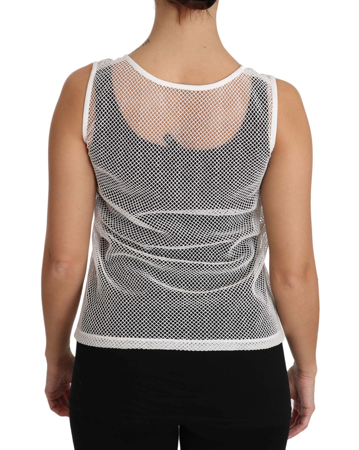 Dolce & Gabbana | White Net  Transparent Sleeveless Tank Top
