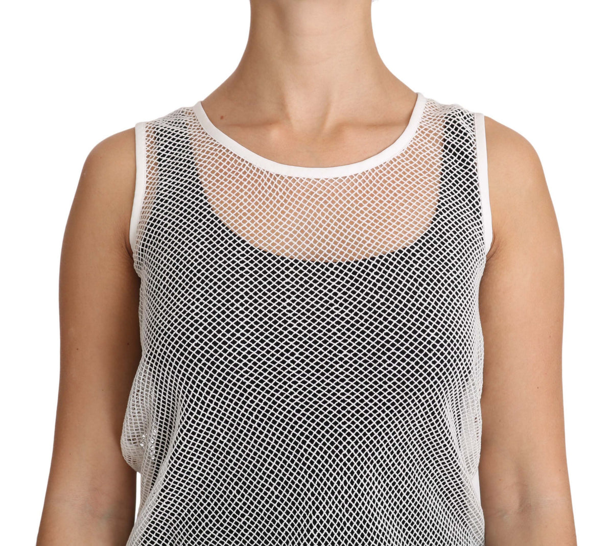 Dolce & Gabbana | White Net  Transparent Sleeveless Tank Top