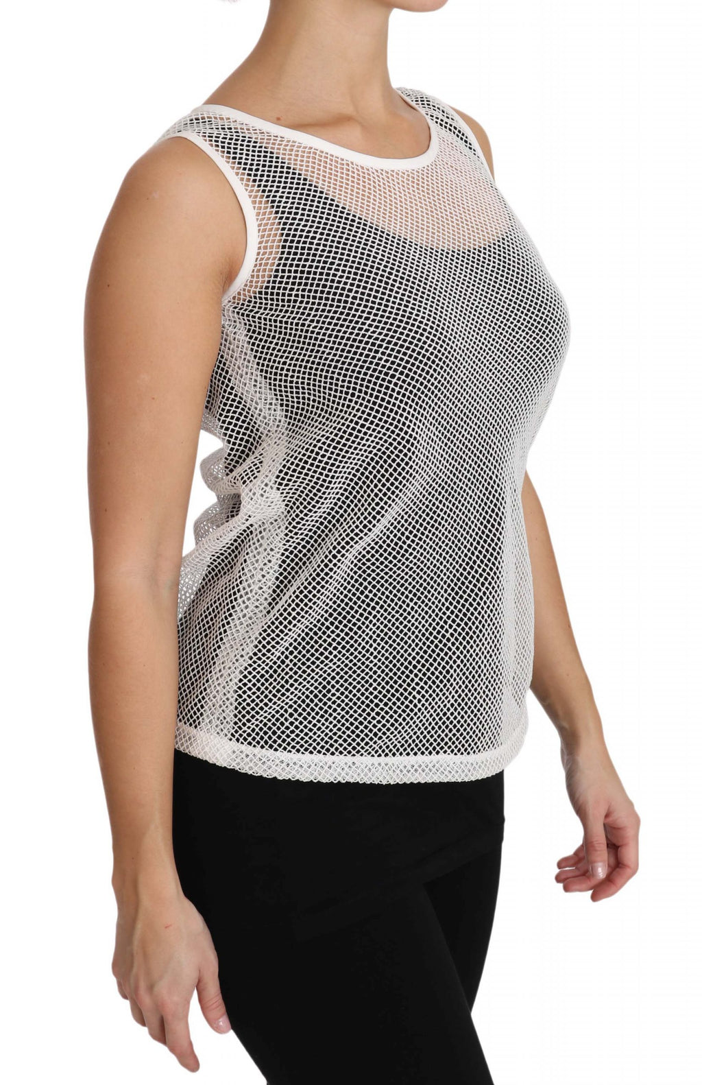 Dolce & Gabbana | White Net  Transparent Sleeveless Tank Top
