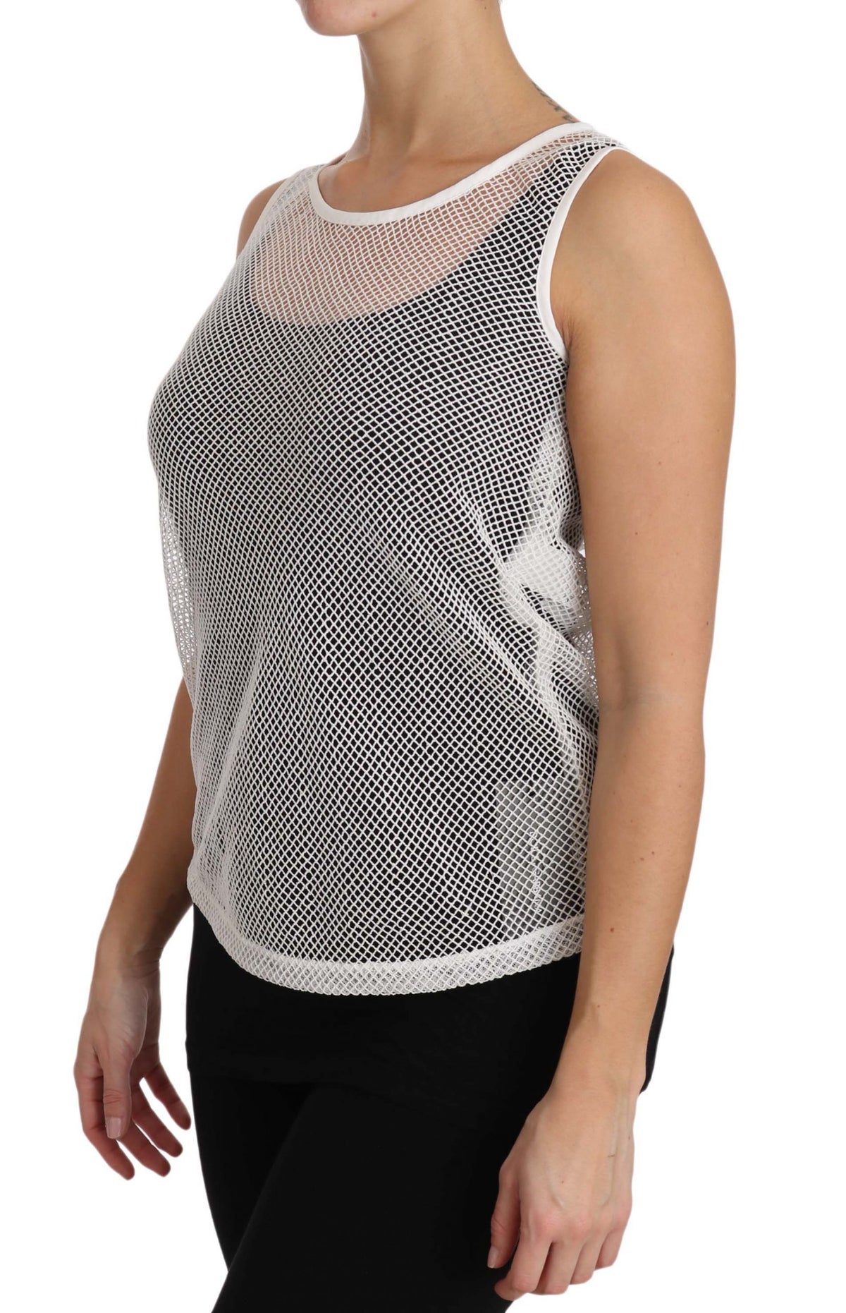 Dolce & Gabbana | White Net  Transparent Sleeveless Tank Top