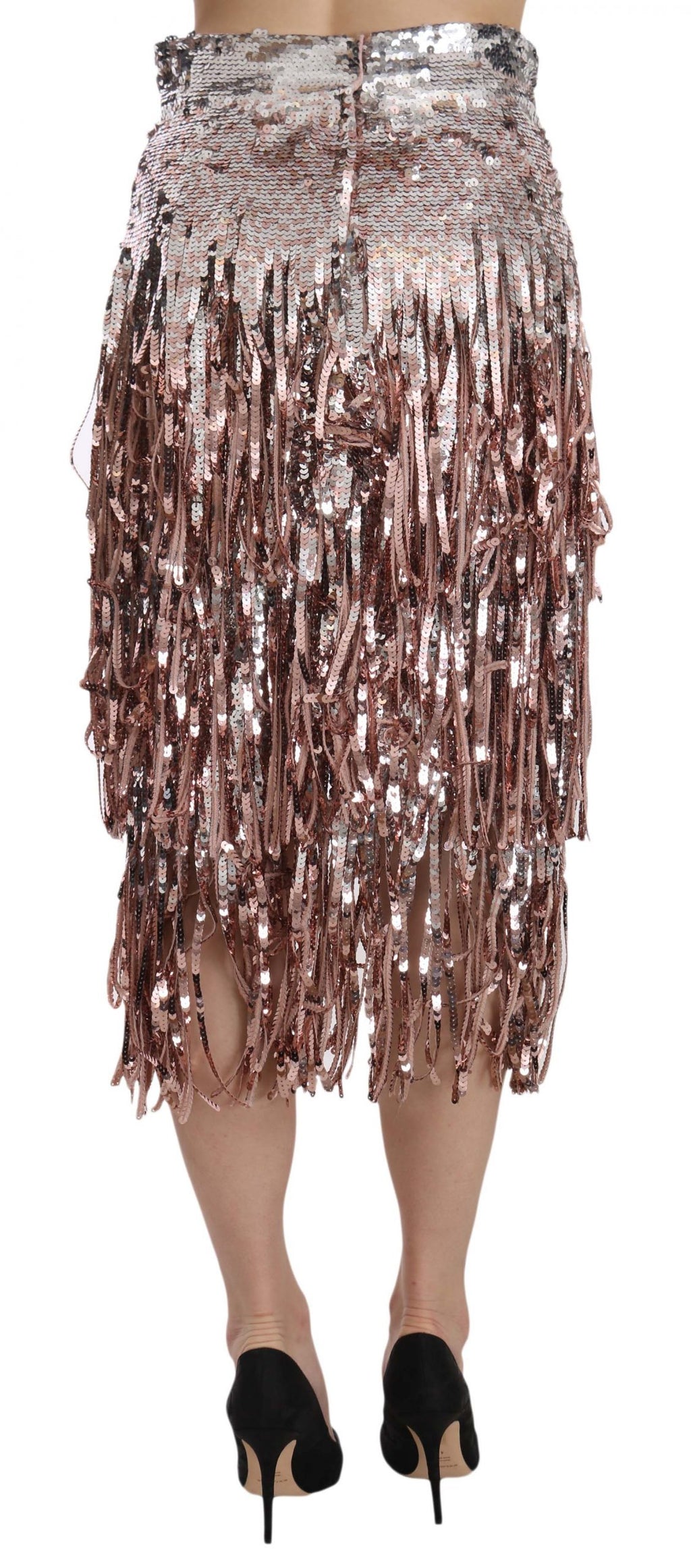 Dolce & Gabbana | Sequin Embellished Fringe Midi Pencil Skirt