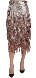 Dolce & Gabbana | Sequin Embellished Fringe Midi Pencil Skirt