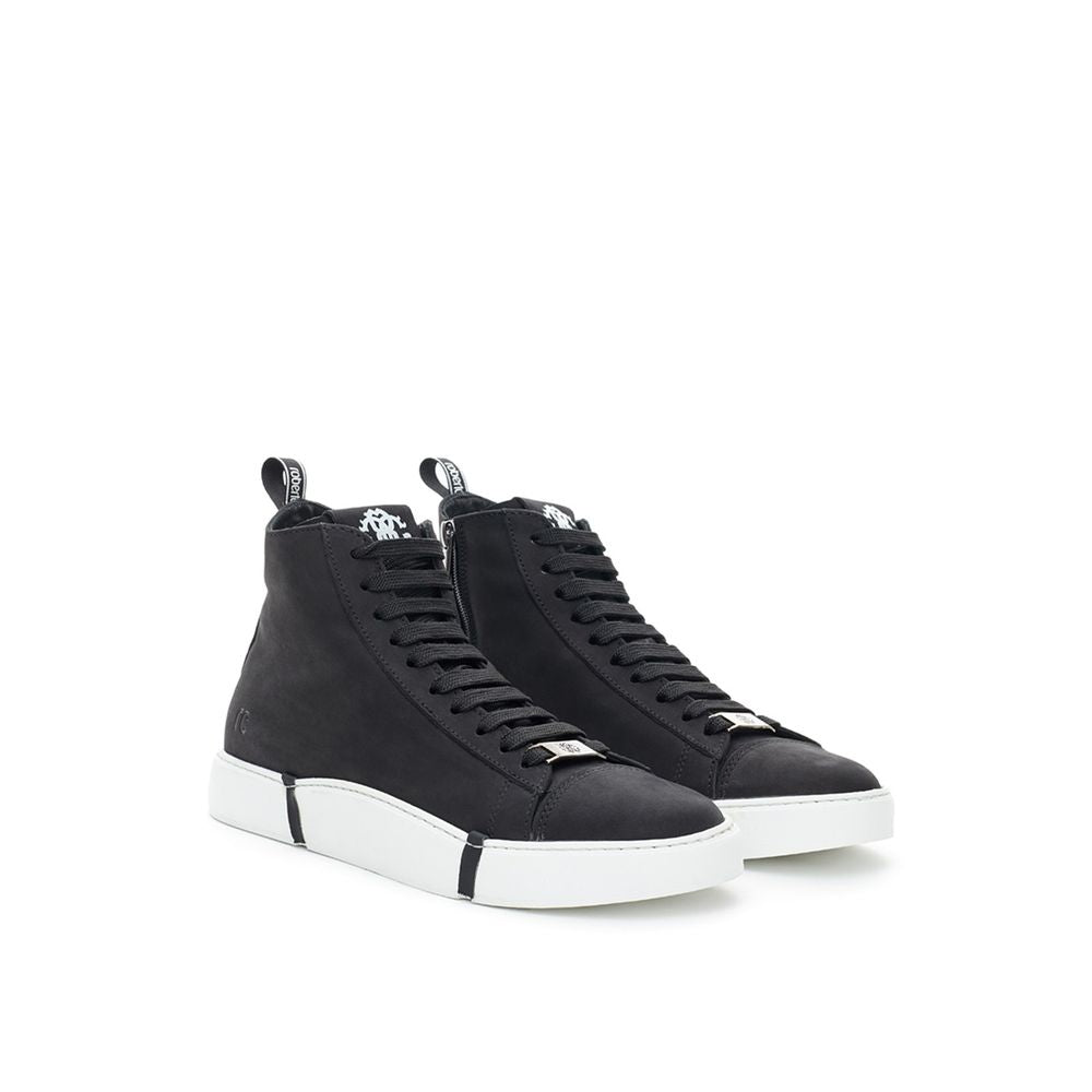 Roberto Cavalli | Black Suede Leather High Top Sneakers