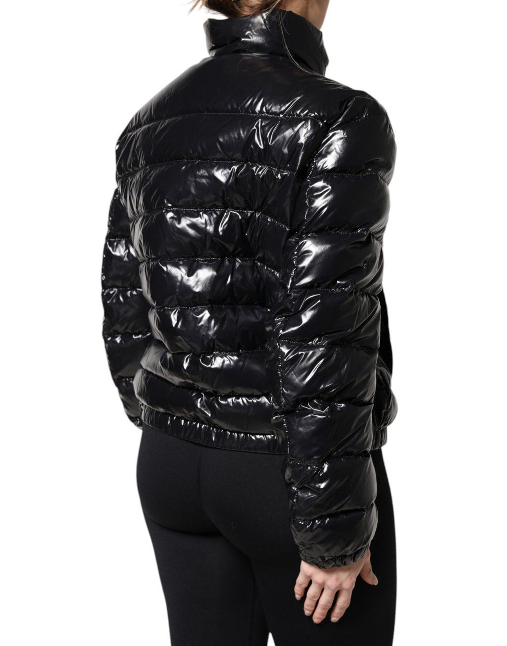 Dolce & Gabbana | Black Logo Plaque Full Zip Puffer Jacket
