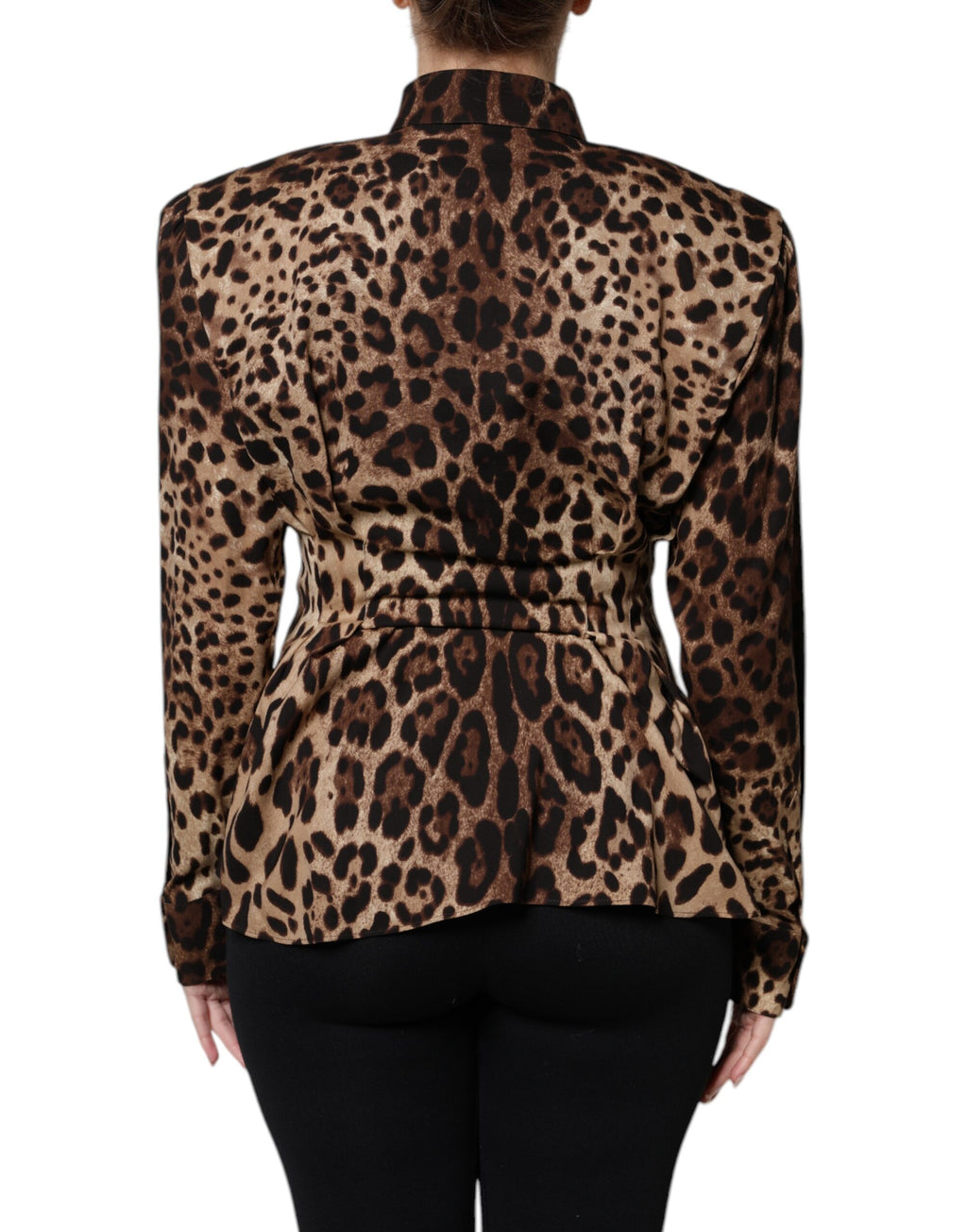 Dolce & Gabbana | Brown Leopard Silk Button Down Coat Jacket