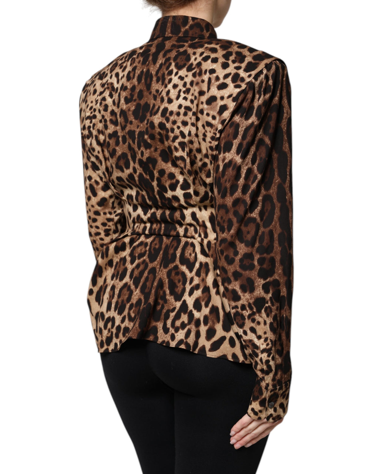 Dolce & Gabbana | Brown Leopard Silk Button Down Coat Jacket