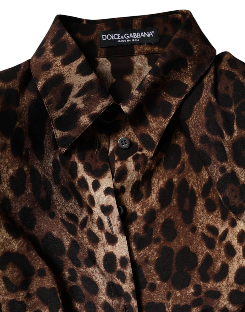 Dolce & Gabbana | Brown Leopard Silk Button Down Coat Jacket