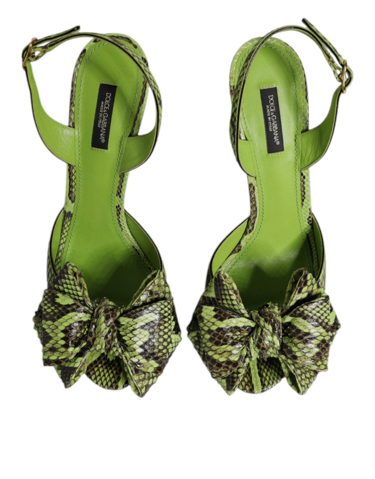 Dolce & Gabbana | Green Python Leather Heels Sandals Shoes