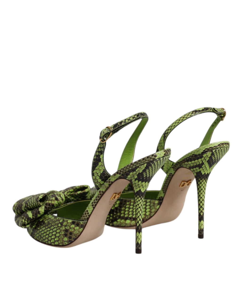Dolce & Gabbana | Green Python Leather Heels Sandals Shoes