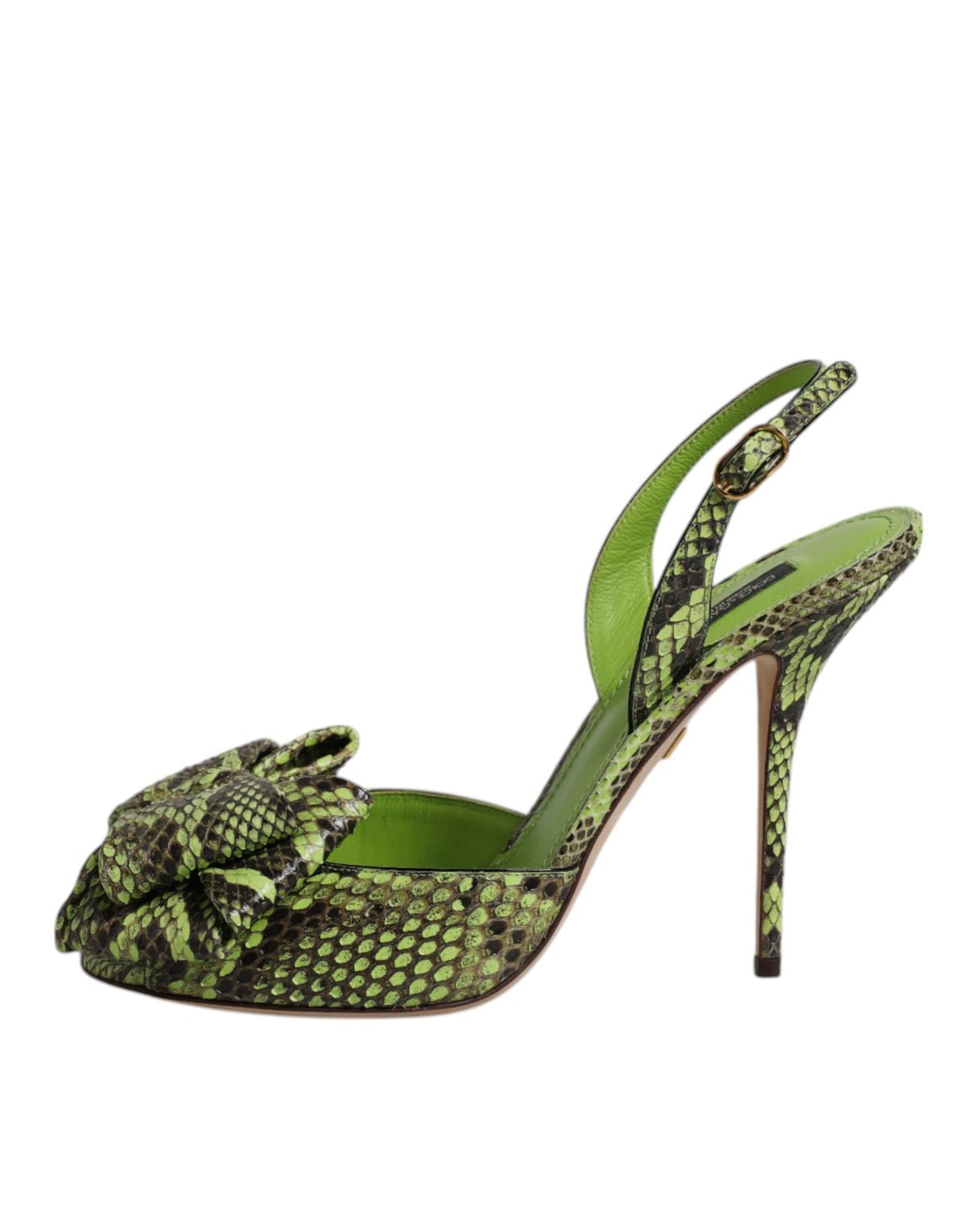 Dolce & Gabbana | Green Python Leather Heels Sandals Shoes
