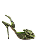 Dolce & Gabbana | Green Python Leather Heels Sandals Shoes