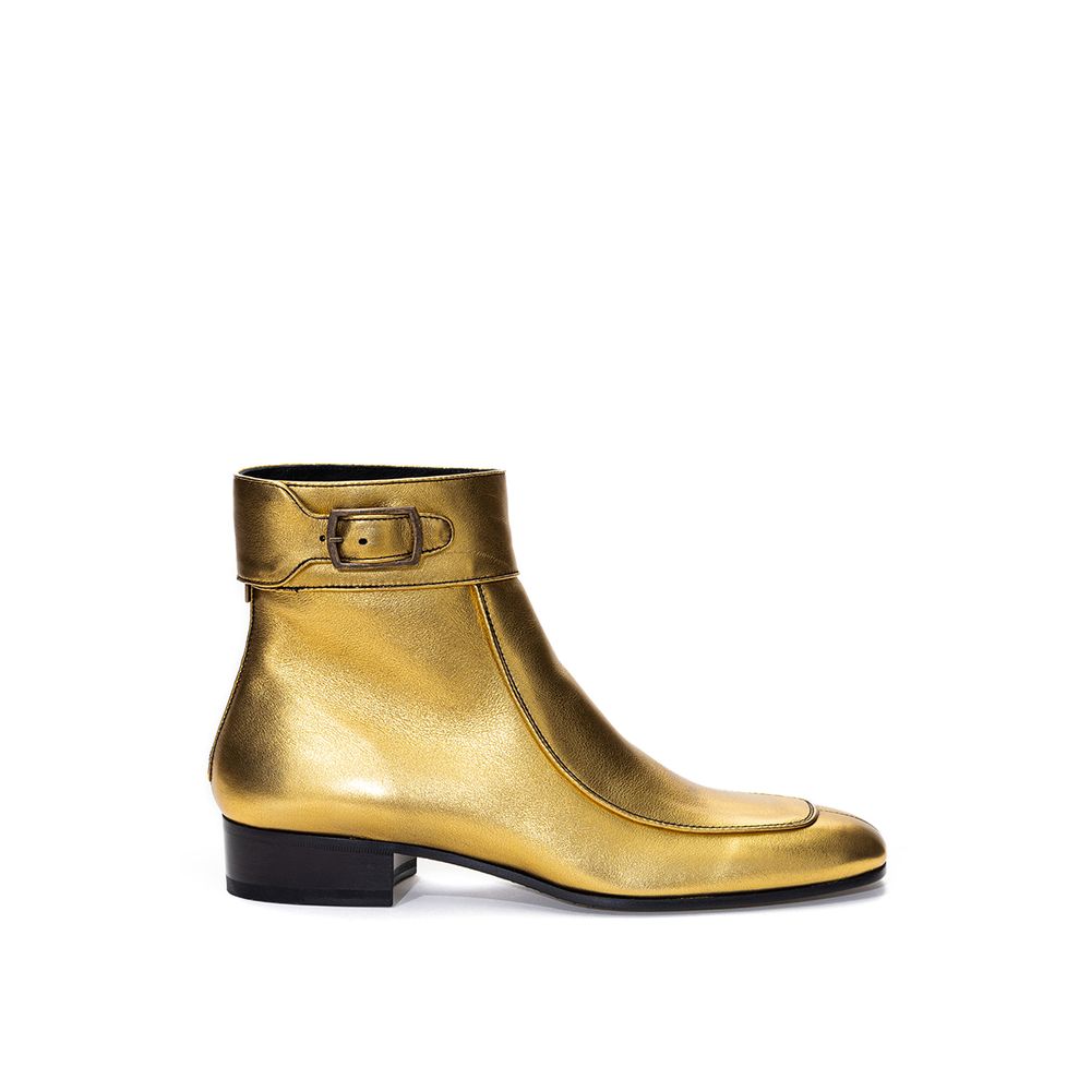 Saint Laurent | Gold Leather Ankle Boots