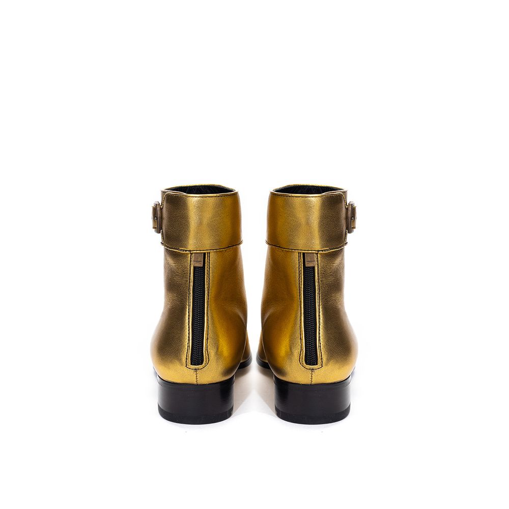 Saint Laurent | Gold Leather Ankle Boots