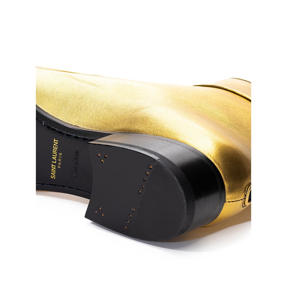 Saint Laurent | Gold Leather Ankle Boots