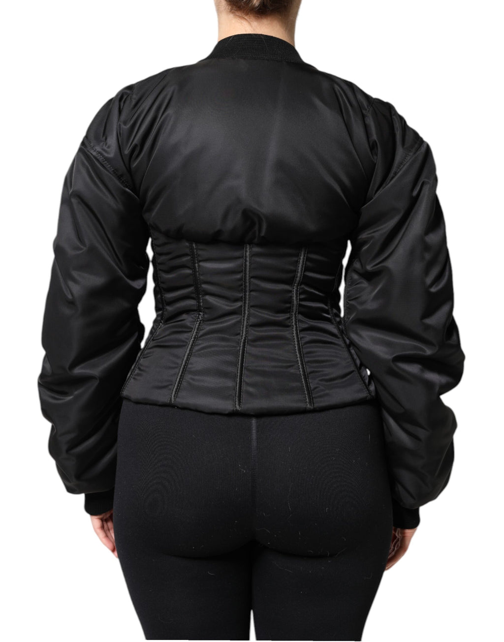 Dolce & Gabbana | Black Nylon Full Zip Bustier Corset Jacket