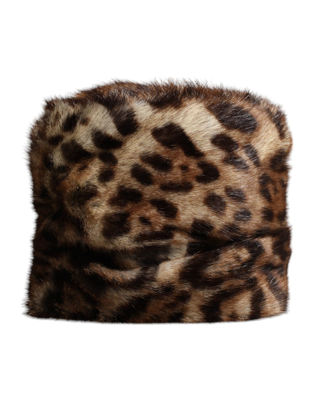 Dolce & Gabbana | Brown Leopard Faux Fur Women Bucket Hat