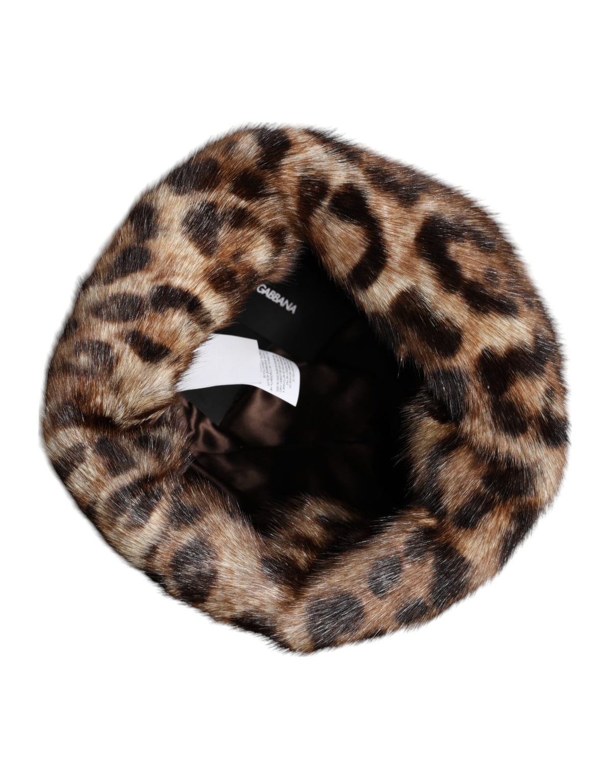 Dolce & Gabbana | Brown Leopard Faux Fur Women Bucket Hat