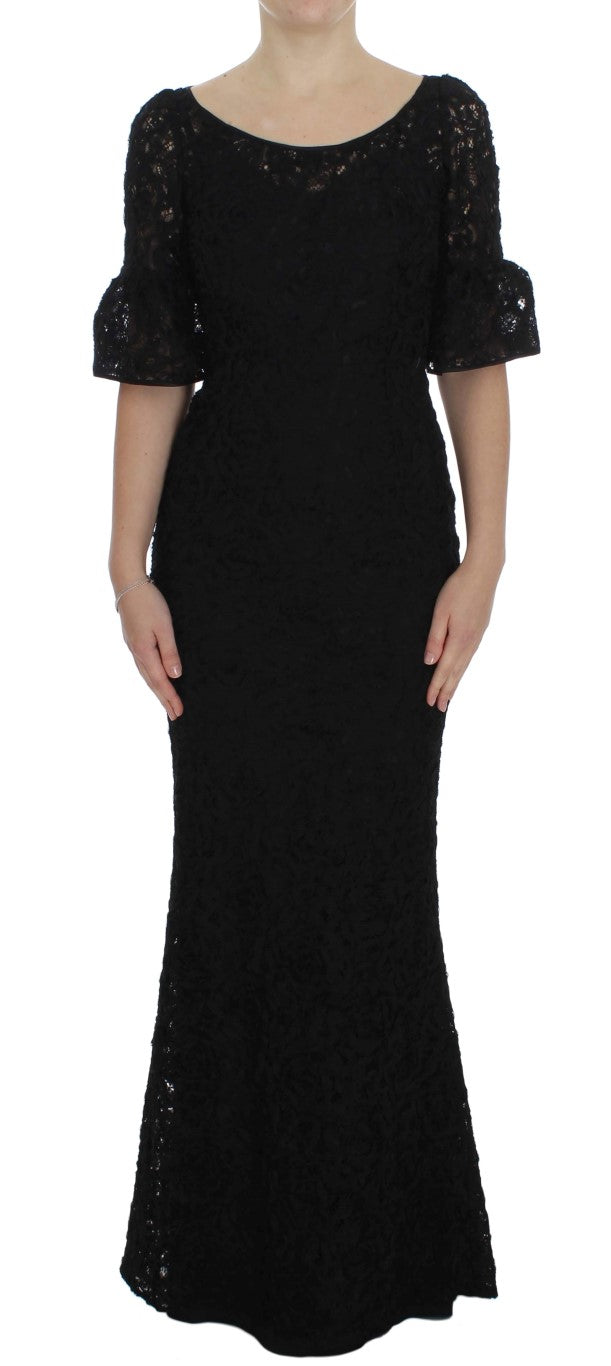 Dolce & Gabbana | Black Floral Lace Long Bodycon Maxi Dress