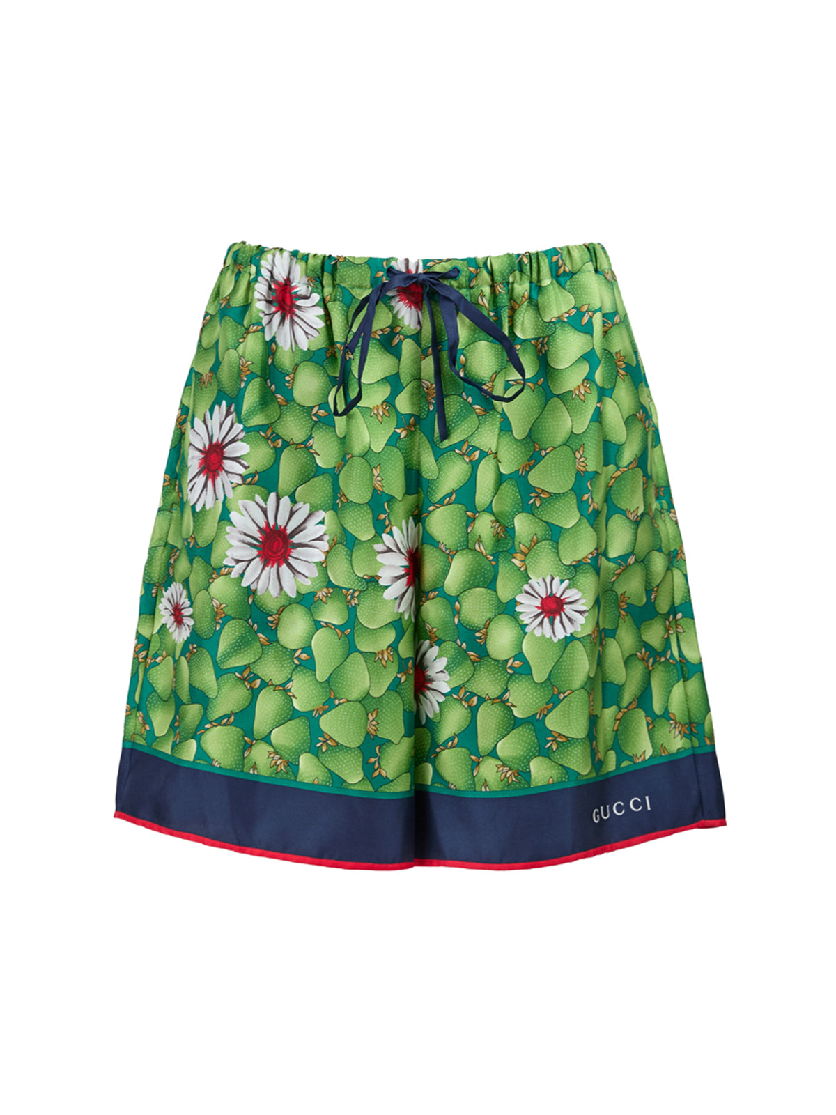 Gucci | Green Flower Printed Silk Shorts
