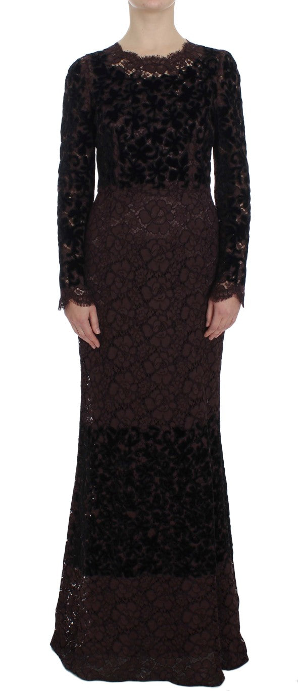 Dolce & Gabbana | Purple Floral Lace Ricamo Maxi Dress