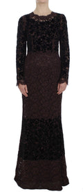 Dolce & Gabbana | Purple Floral Lace Ricamo Maxi Dress