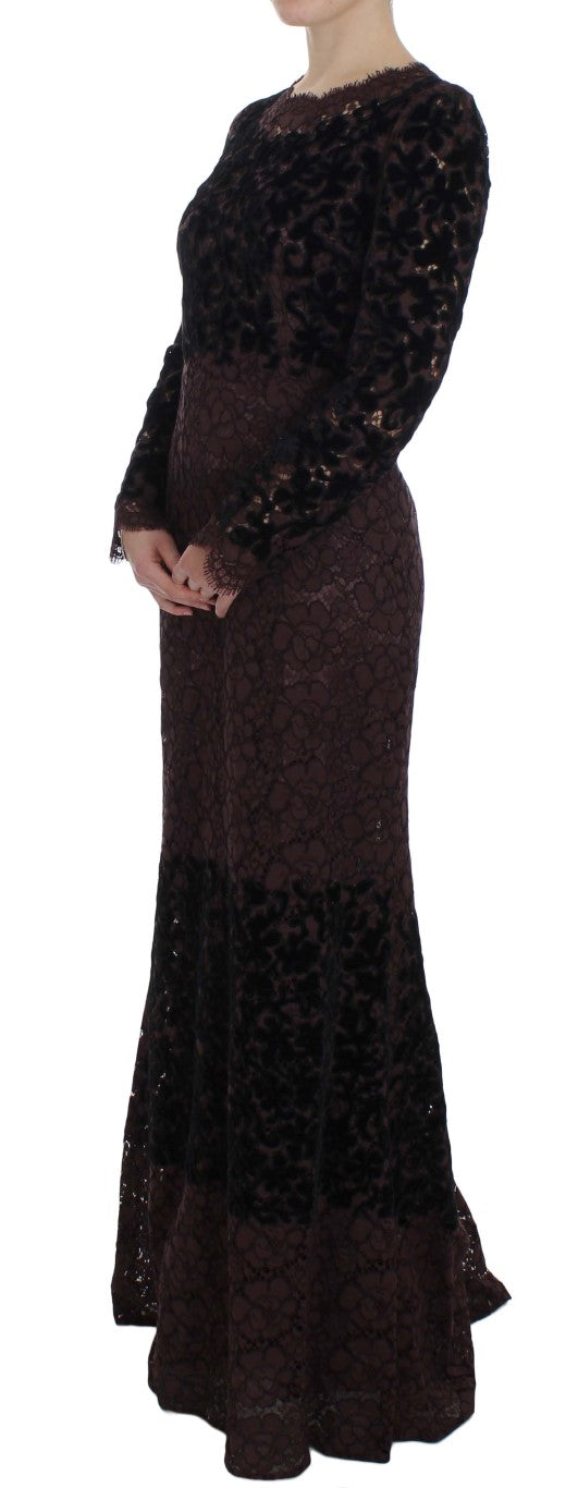 Dolce & Gabbana | Purple Floral Lace Ricamo Maxi Dress