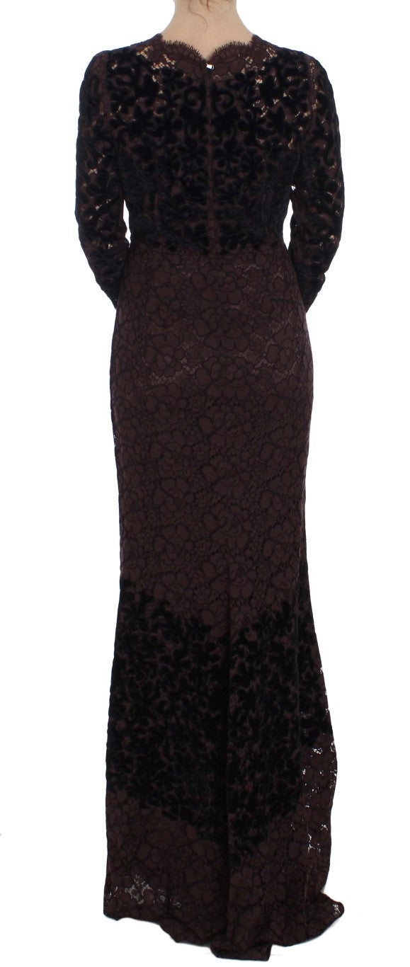 Dolce & Gabbana | Purple Floral Lace Ricamo Maxi Dress