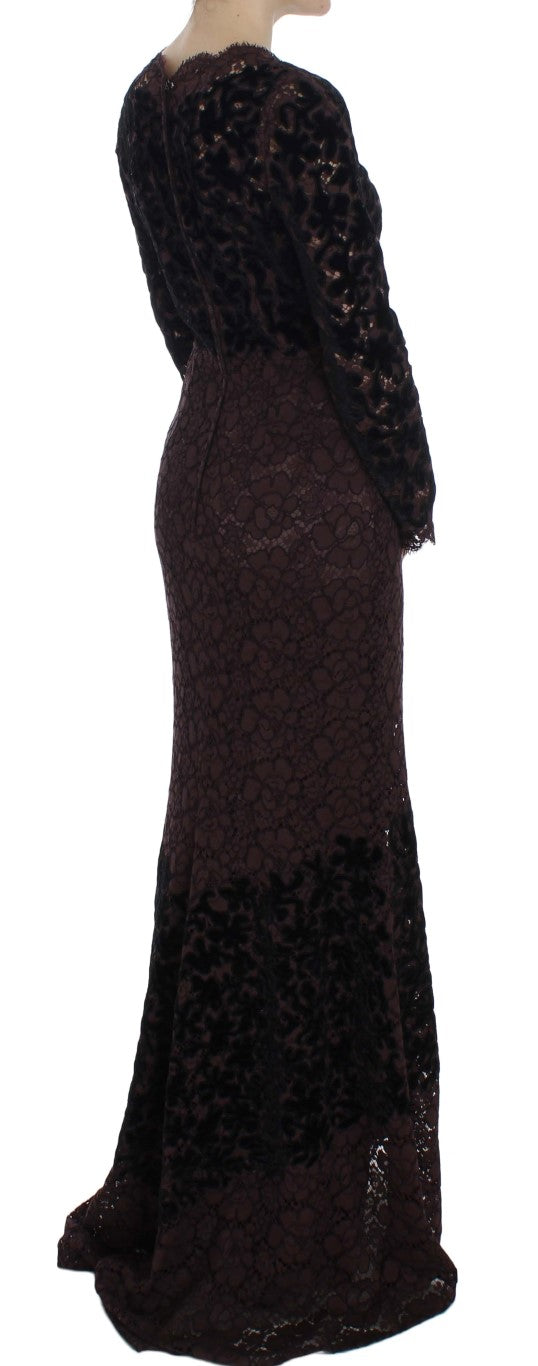 Dolce & Gabbana | Purple Floral Lace Ricamo Maxi Dress