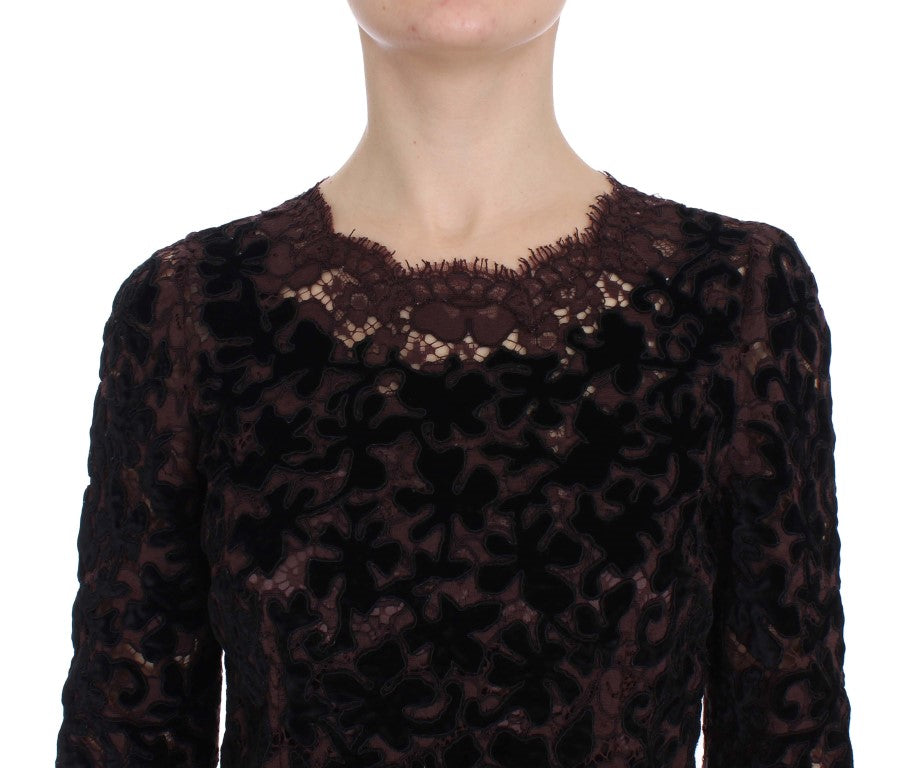 Dolce & Gabbana | Purple Floral Lace Ricamo Maxi Dress