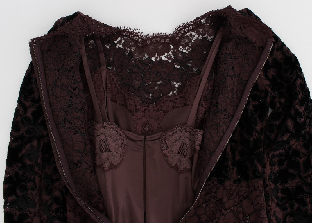 Dolce & Gabbana | Purple Floral Lace Ricamo Maxi Dress