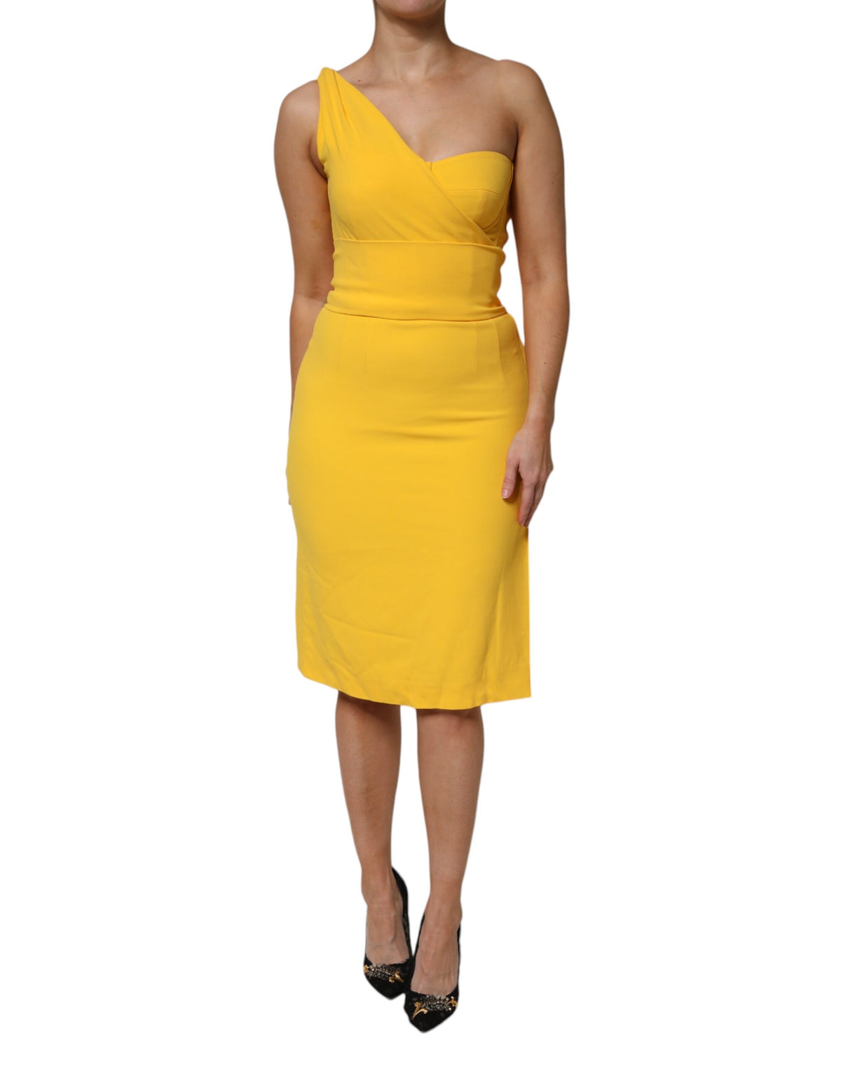Dolce & Gabbana | Yellow One Shoulder Side Slit Midi Dress