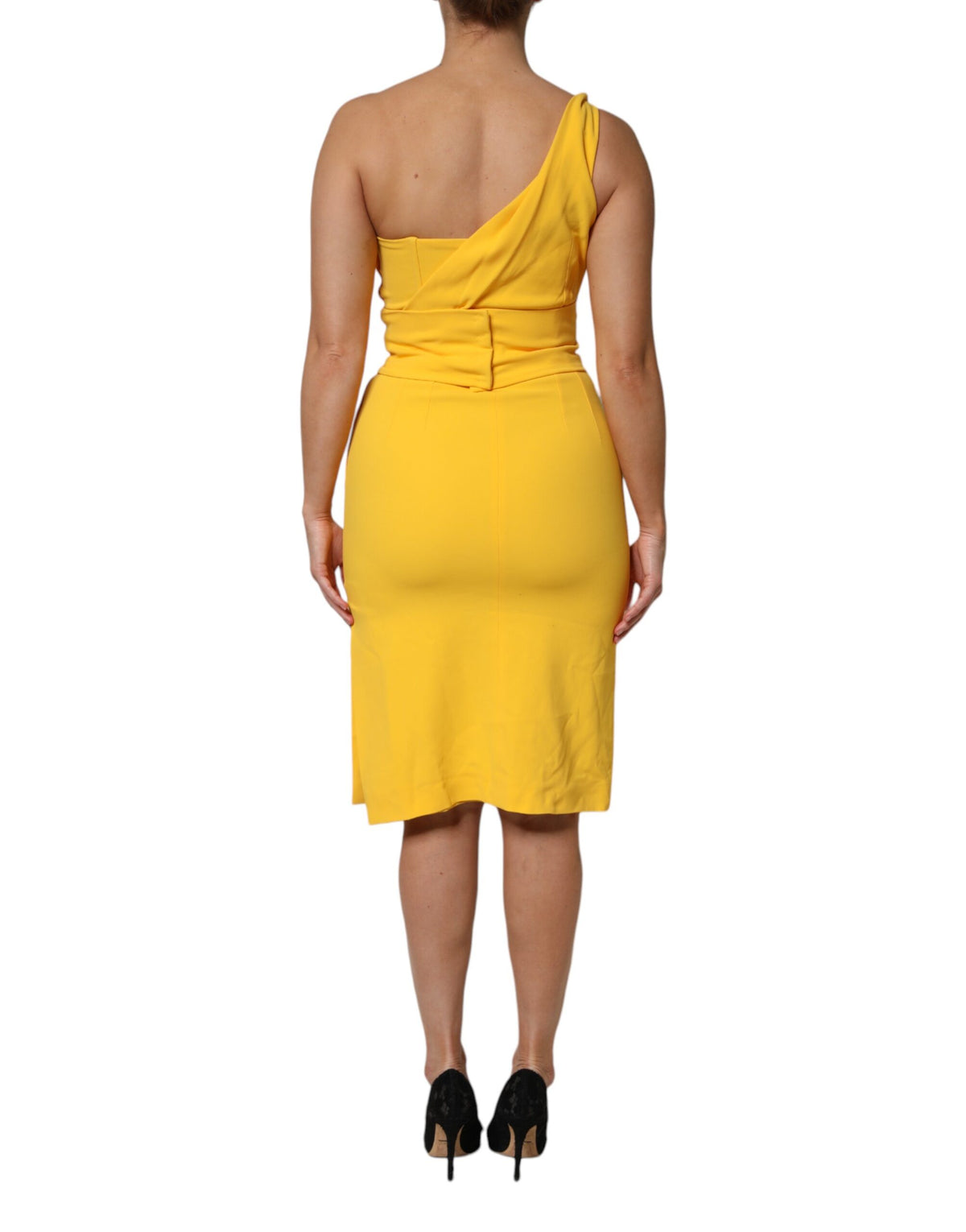 Dolce & Gabbana | Yellow One Shoulder Side Slit Midi Dress