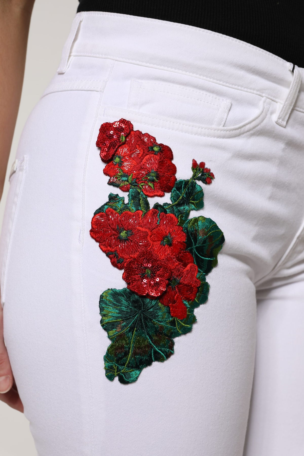 Dolce & Gabbana | White Floral Sequined GIRLY Denim Jeans