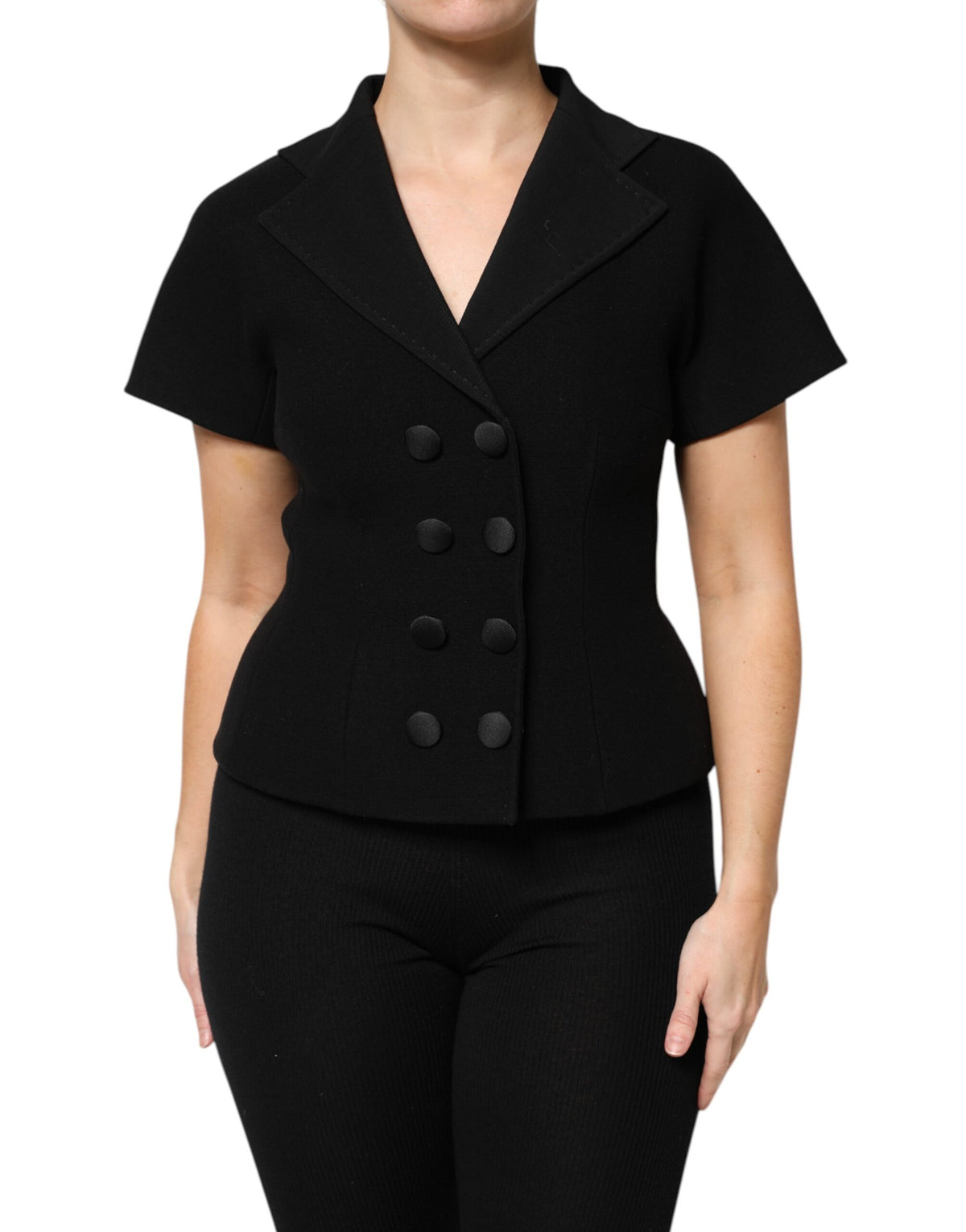 Dolce & Gabbana | Black Wool Double Breasted Coat Jacket