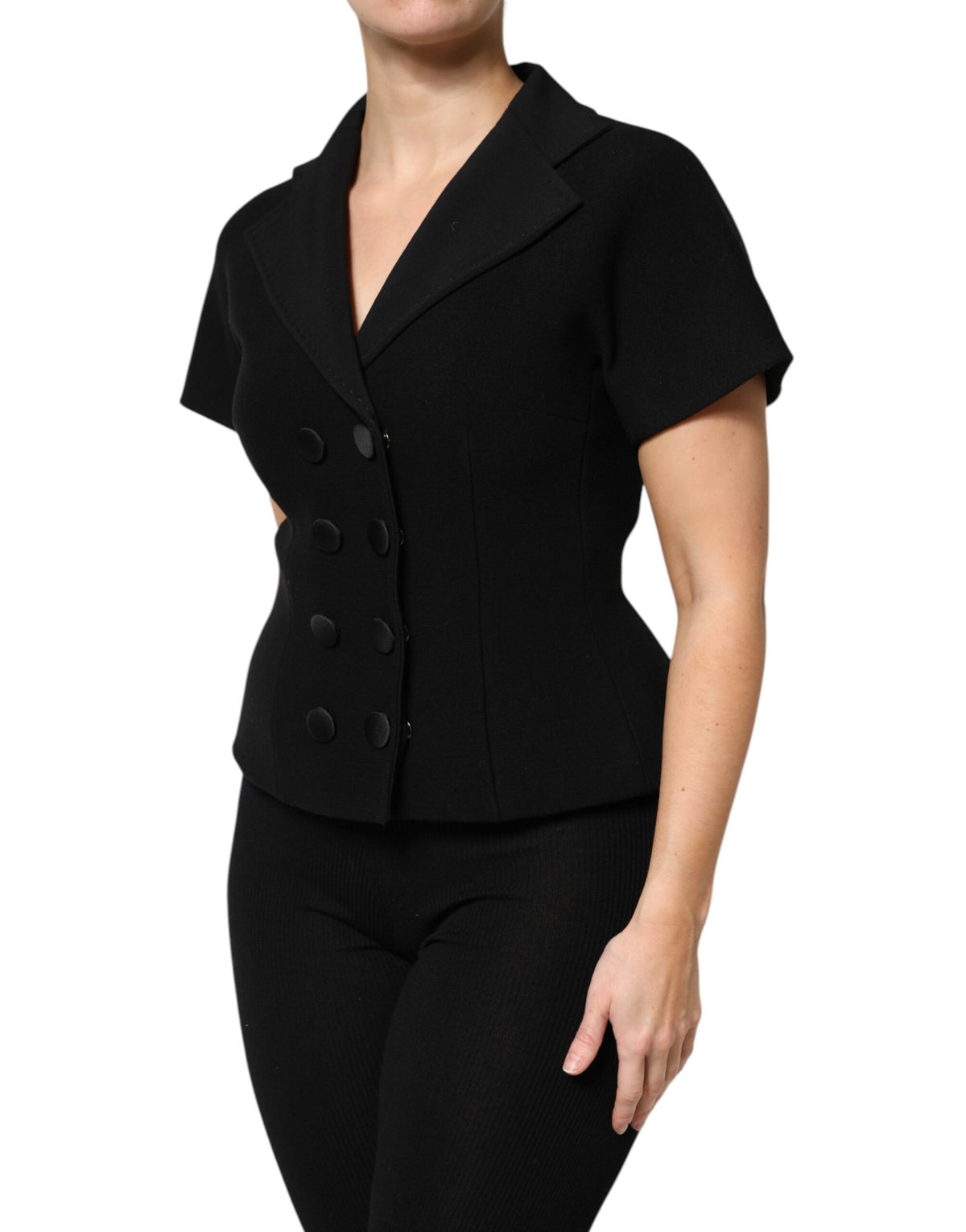 Dolce & Gabbana | Black Wool Double Breasted Coat Jacket