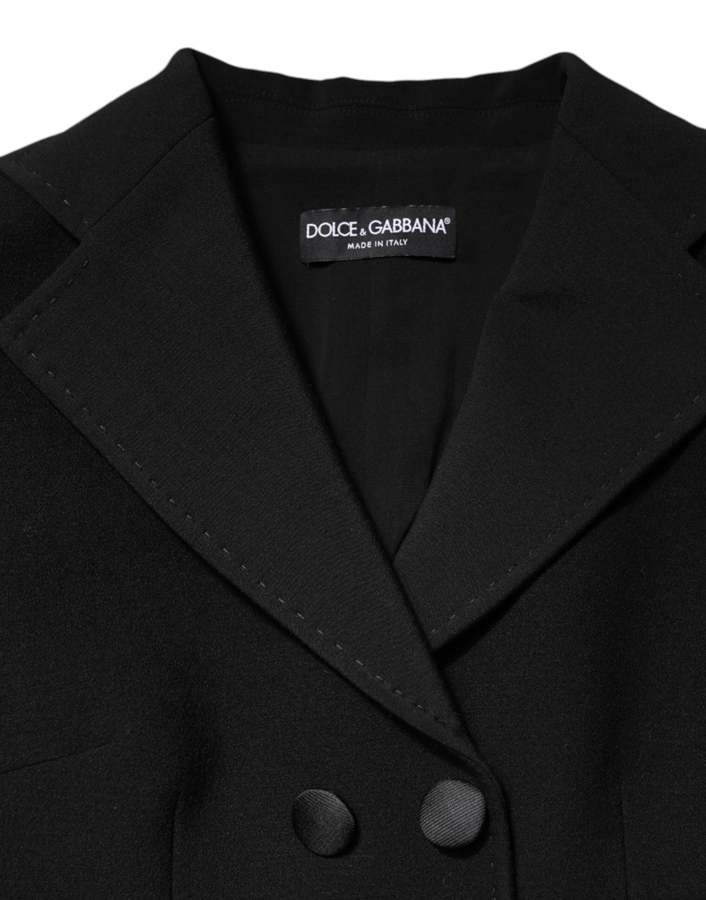 Dolce & Gabbana | Black Wool Double Breasted Coat Jacket