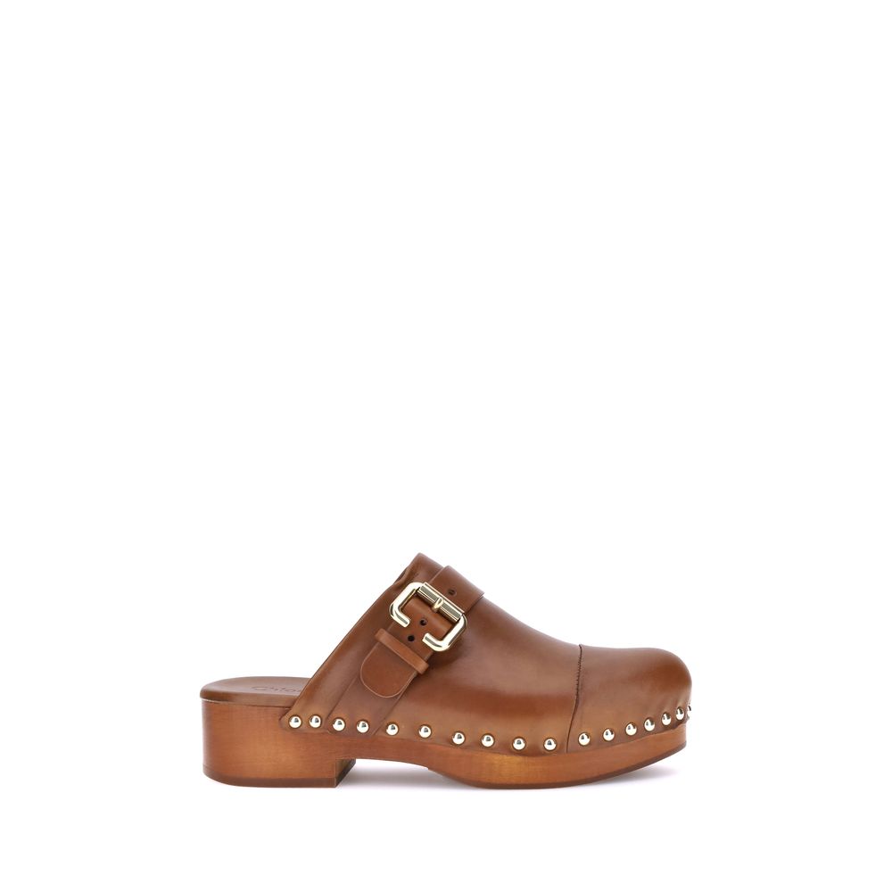 Chloé | Brown Calf Leather Bos Taurus Clogs