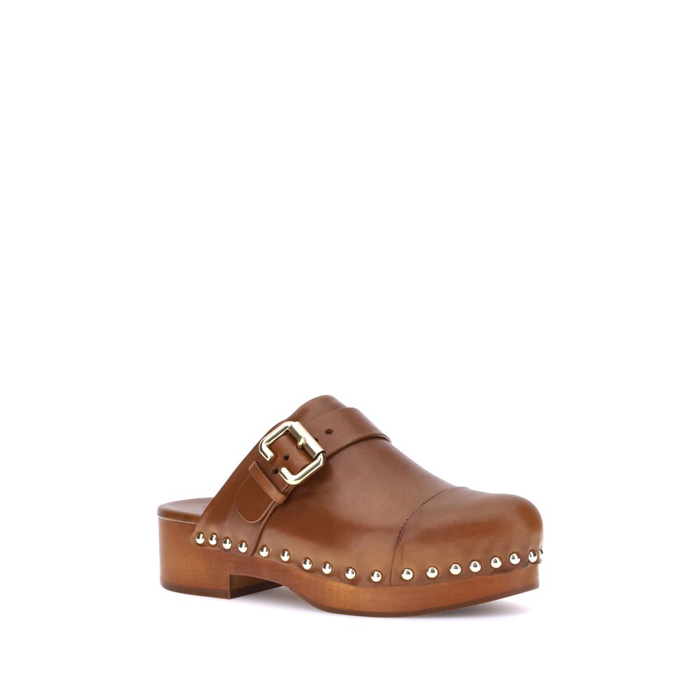 Chloé | Brown Calf Leather Bos Taurus Clogs