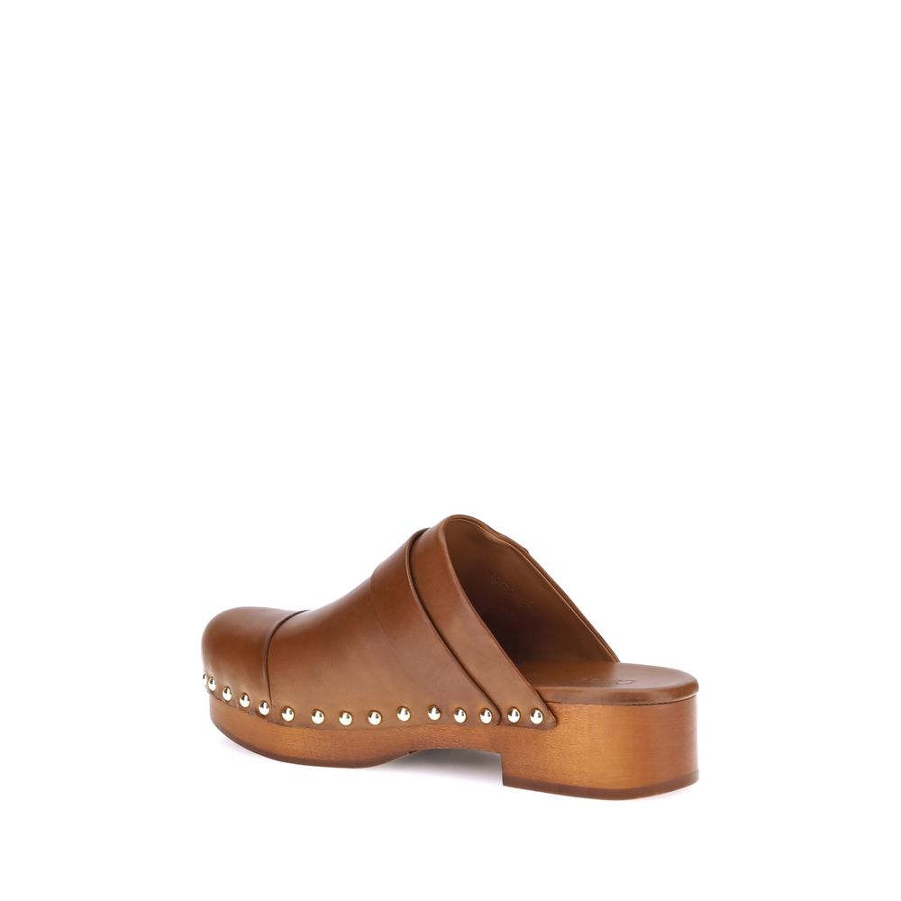 Chloé | Brown Calf Leather Bos Taurus Clogs
