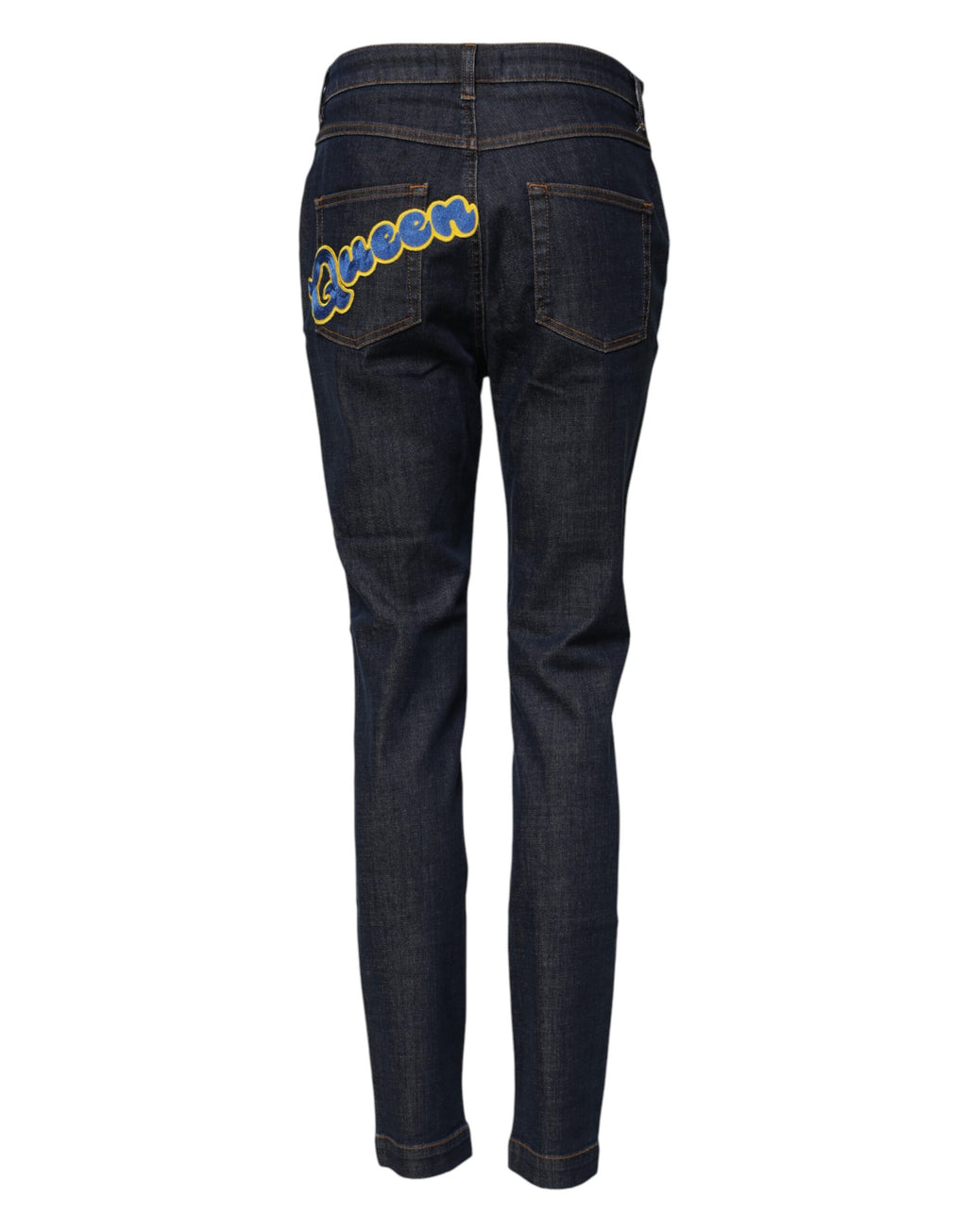 Dolce & Gabbana | Blue Queen Patch AUDREY Mid Waist Denim Jeans