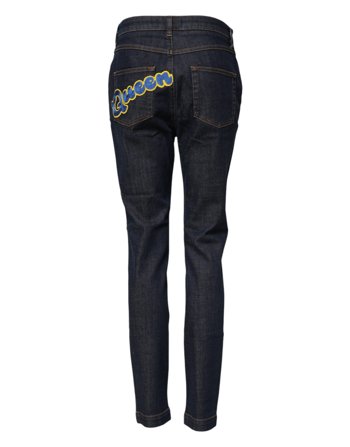 Dolce & Gabbana | Blue Queen Patch AUDREY Mid Waist Denim Jeans