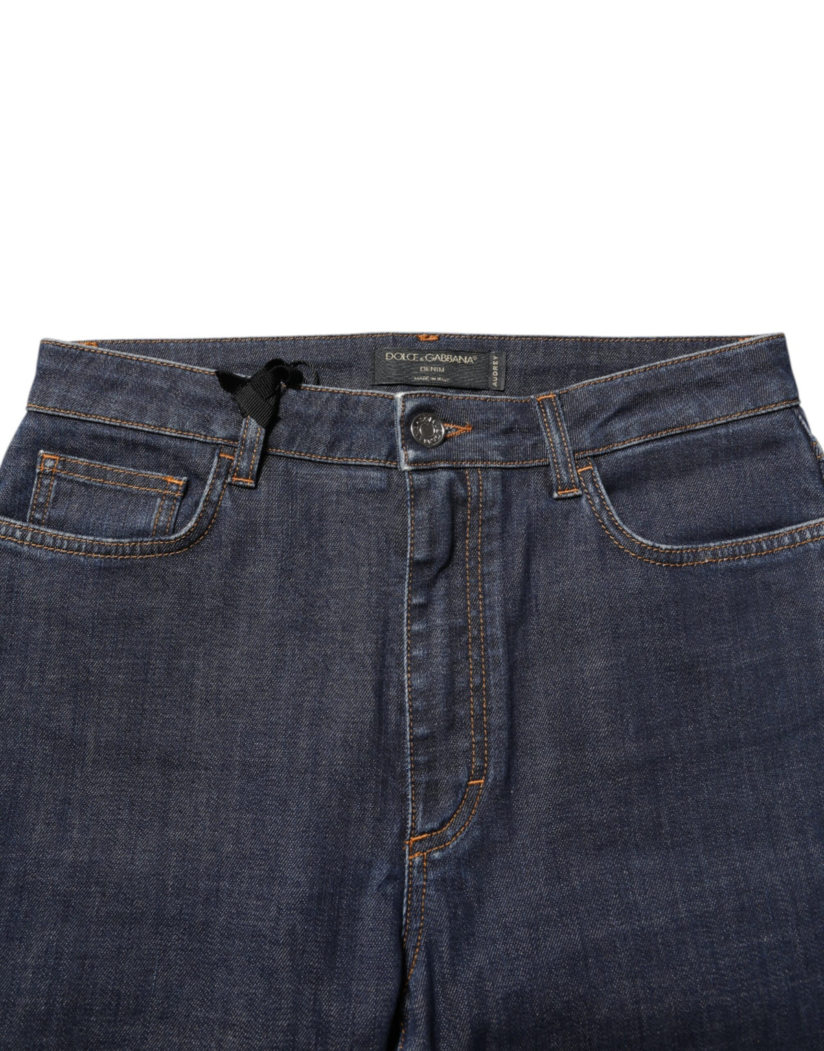 Dolce & Gabbana | Blue Queen Patch AUDREY Mid Waist Denim Jeans