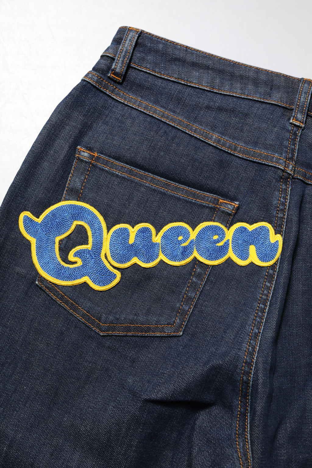 Dolce & Gabbana | Blue Queen Patch AUDREY Mid Waist Denim Jeans