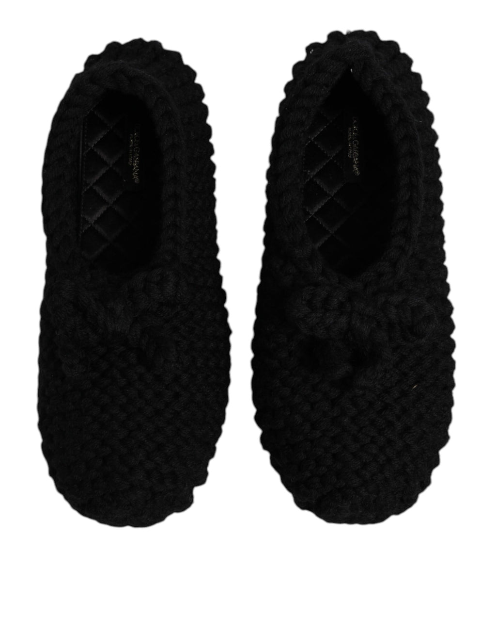 Dolce & Gabbana | Black Wool Slip On Flats Ballerina Shoes