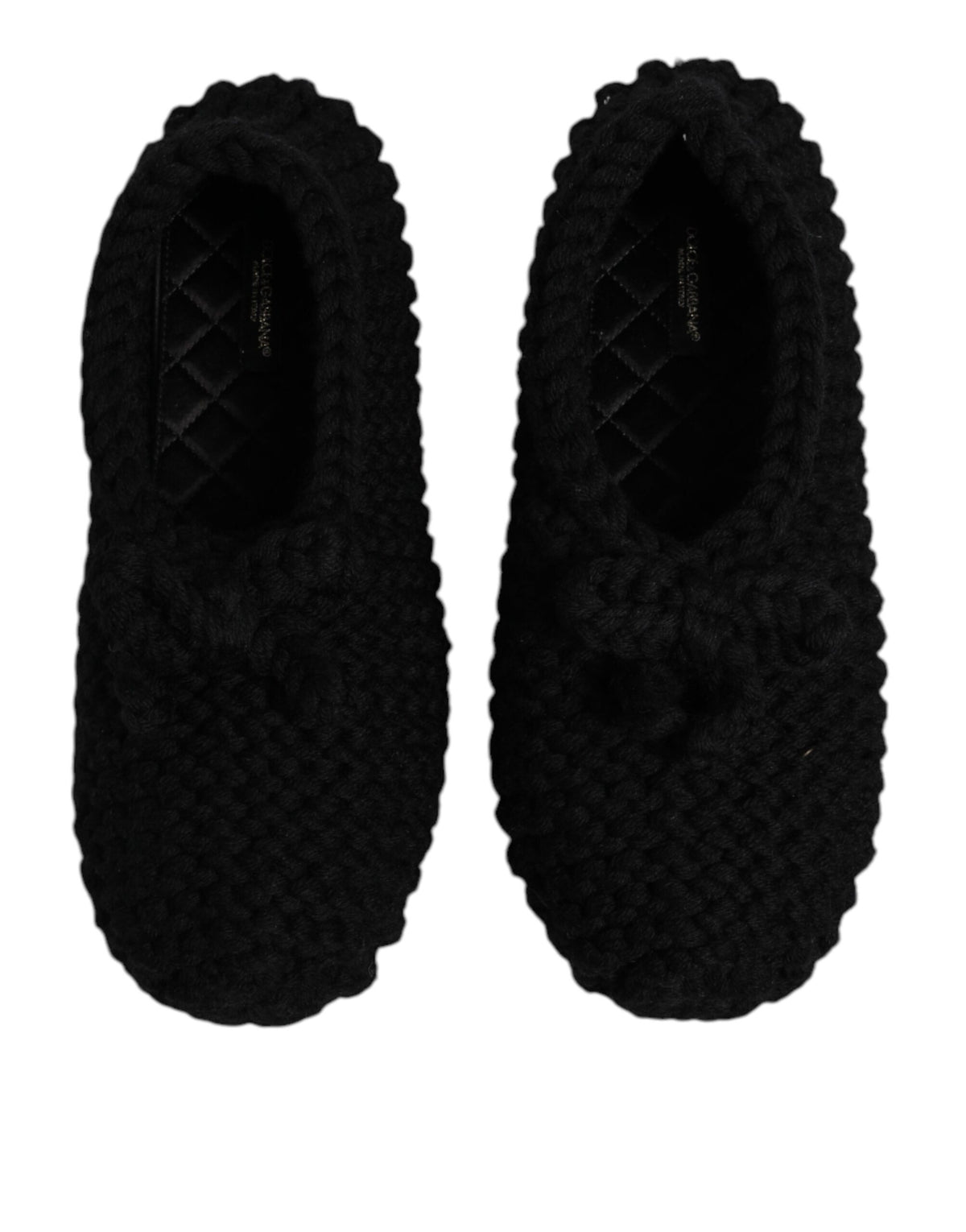 Dolce & Gabbana | Black Wool Slip On Flats Ballerina Shoes